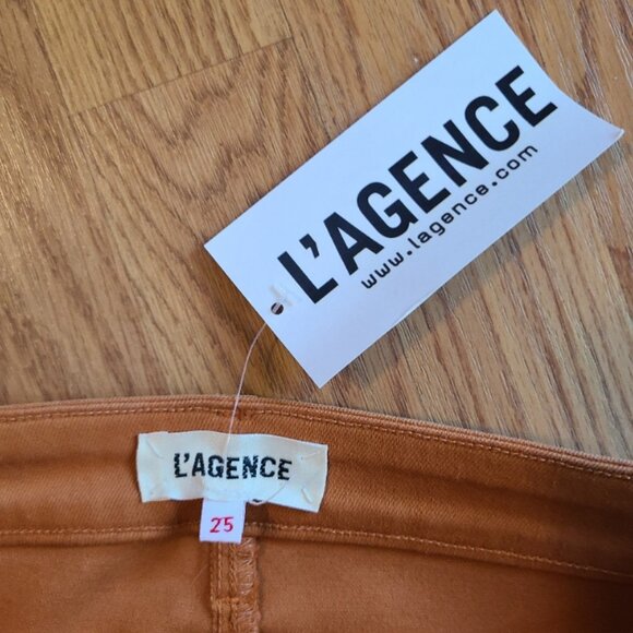 NEW NWT! L'AGENCE MARGOT COATED CROPPED SKINNY JEANS MID RISE STRETCH DENIM 25 - Picture 7 of 8
